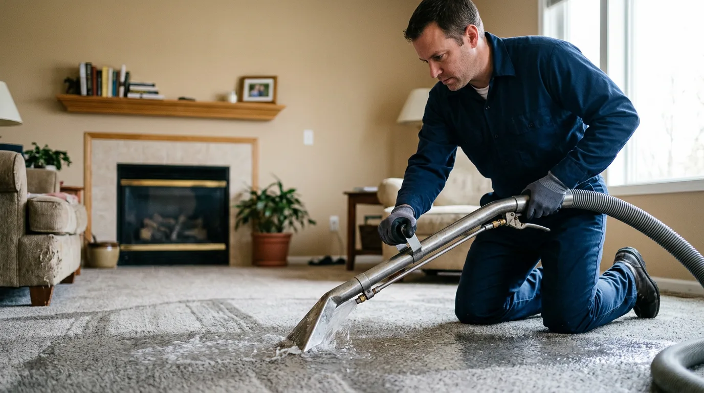 Water damage restoration technician working near Paris, MS